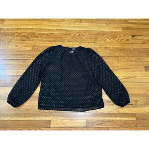 Gap Blouse Long Sleeve Black Gold Polka Dot Shirt Women's Size XXL NWT